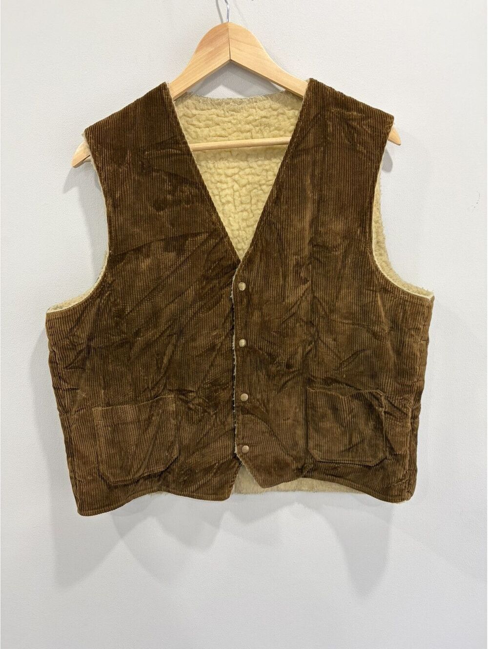 Vintage Corduroy Vest Sherpa Fleece Lined